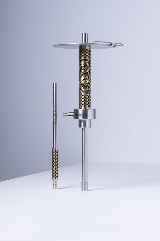 Geometry Hookah - Big Bro Dragon (Gold Steel) - Prestige Hookah
